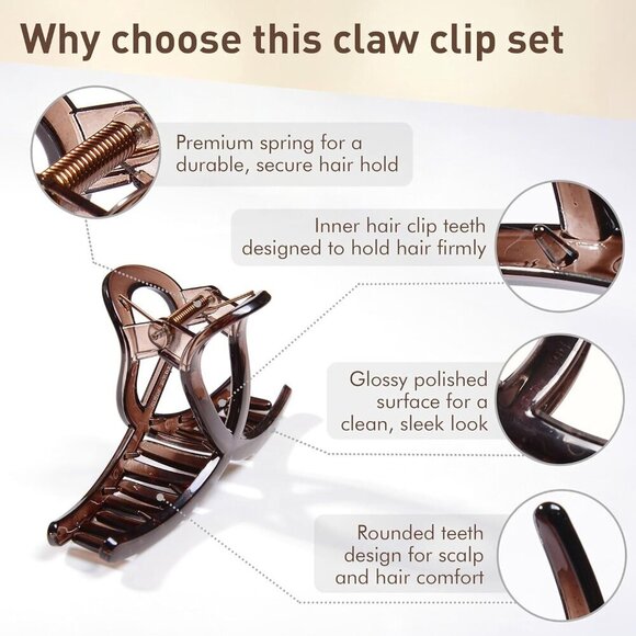 Hair Clips Set Women Medium Claw Hair Clips Non-Slip Strong Hold Casual main image 4